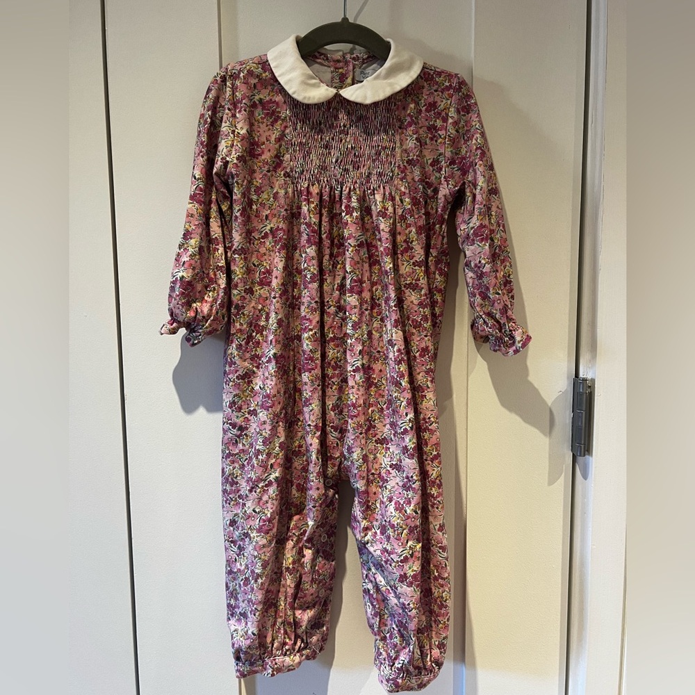 Petit Valutin Floral Long Sleeve Jumpsuit with White Collar